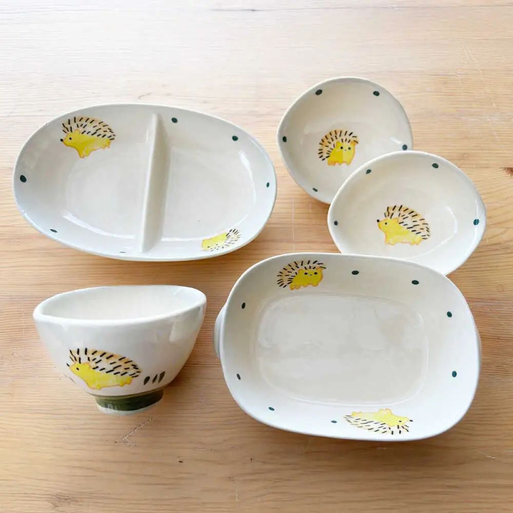 【瀬戸焼】子供用食器5点セット（はりねずみ） 【窯元SOUSEN】[BBCQ005]子ども食器 ギフト
