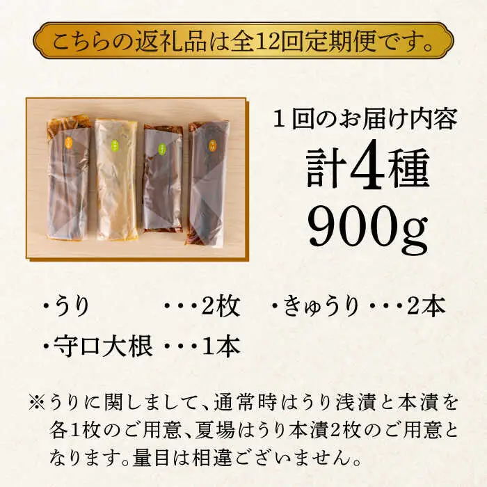 【全12回定期便】奈良漬 「琥珀漬」900g ご家庭用 詰め合わせ [ABAE027]