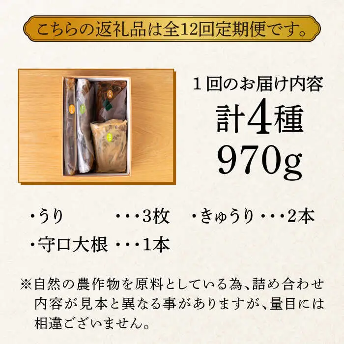 【全12回定期便】奈良漬 「琥珀漬」紙箱入り 970g [ABAE051]