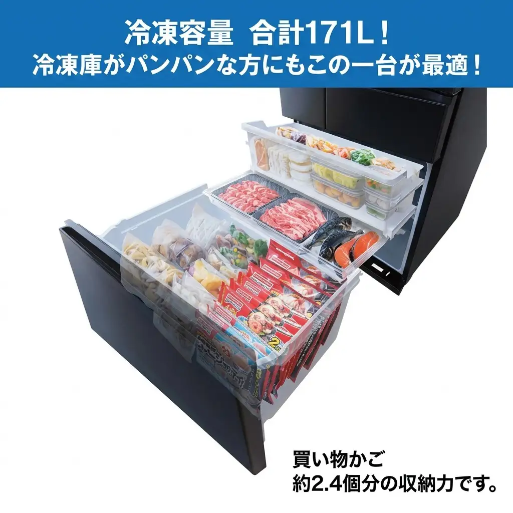 冷蔵庫 庫内カメラ付き 503L IRSN-C50A-B ブラック 大型 大型冷蔵庫 冷凍庫 両開き 6ドア フレンチドア 2段冷凍室 171L 急速冷凍 自動製氷 大容量 アイリスオーヤマ 