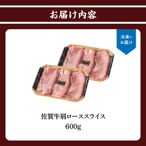 佐賀牛肩ローススライス 600g ／ すき焼き 牛肉  肩ロース【B171】
