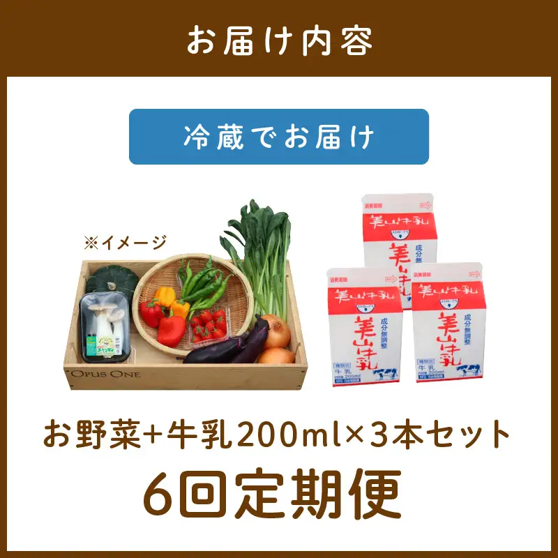 【6回定期便】有機野菜・京野菜の『京都やおよし』のお野菜＆牛乳200ml×3本の詰め合わせ