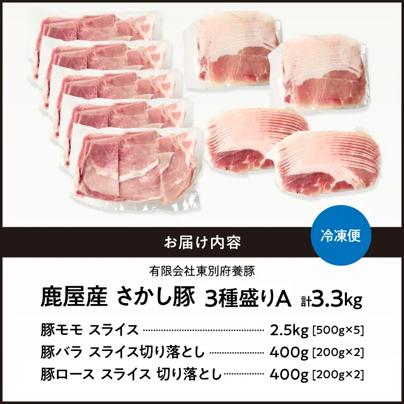 2163 鹿屋産 さかし豚 3種盛り3.3kg A KN079-001-01 肉 豚肉