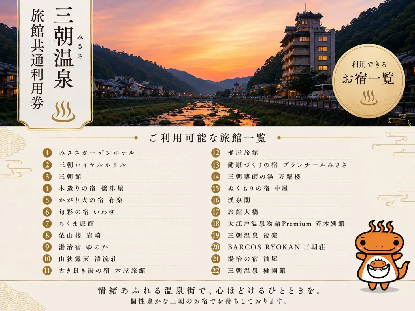 三朝温泉旅館共通利用券Ｊ（60000円分）