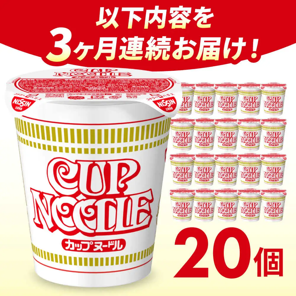 【全3回定期便】日清カップヌードル 20食 BIBI007 カップヌードル