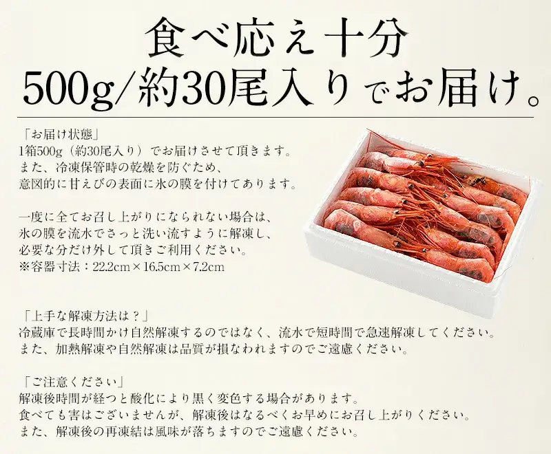 福井県敦賀産甘えび・子持ちE大サイズ約500g(約30尾) [053-a028]