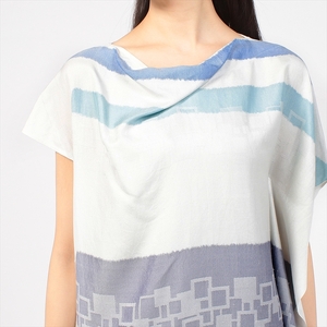 【限定】STYLE＊MEISEN 四角重ね柄シルクワンピース（WHITE）/ L F7Z-306