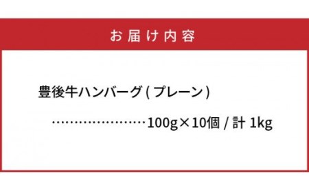 豊後牛ハンバーグ1kg(プレーン) _1201R