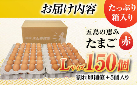 【箱入り】五島の恵みたまご Lサイズ 150個入 / 卵 赤玉子 五島市 / 五島列島大石養鶏場 [PFQ007]  玉子 タマゴ 鶏卵 希少 五島列島