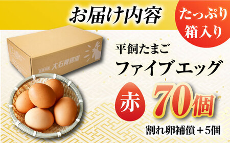 【箱入り】平飼たまご ファイブエッグ M-Lサイズ 70個 / 5EGG 卵 赤玉子五島市 / 五島列島大石養鶏場 [PFQ009]  玉子 タマゴ 鶏卵 希少 五島列島