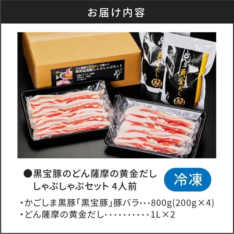 【5営業日以内に発送】黒宝豚のどん薩摩の黄金だししゃぶしゃぶセット 4人前 K227-002_02 肉 豚肉 冷凍 スピード配送 最短 すぐ届く お急ぎ