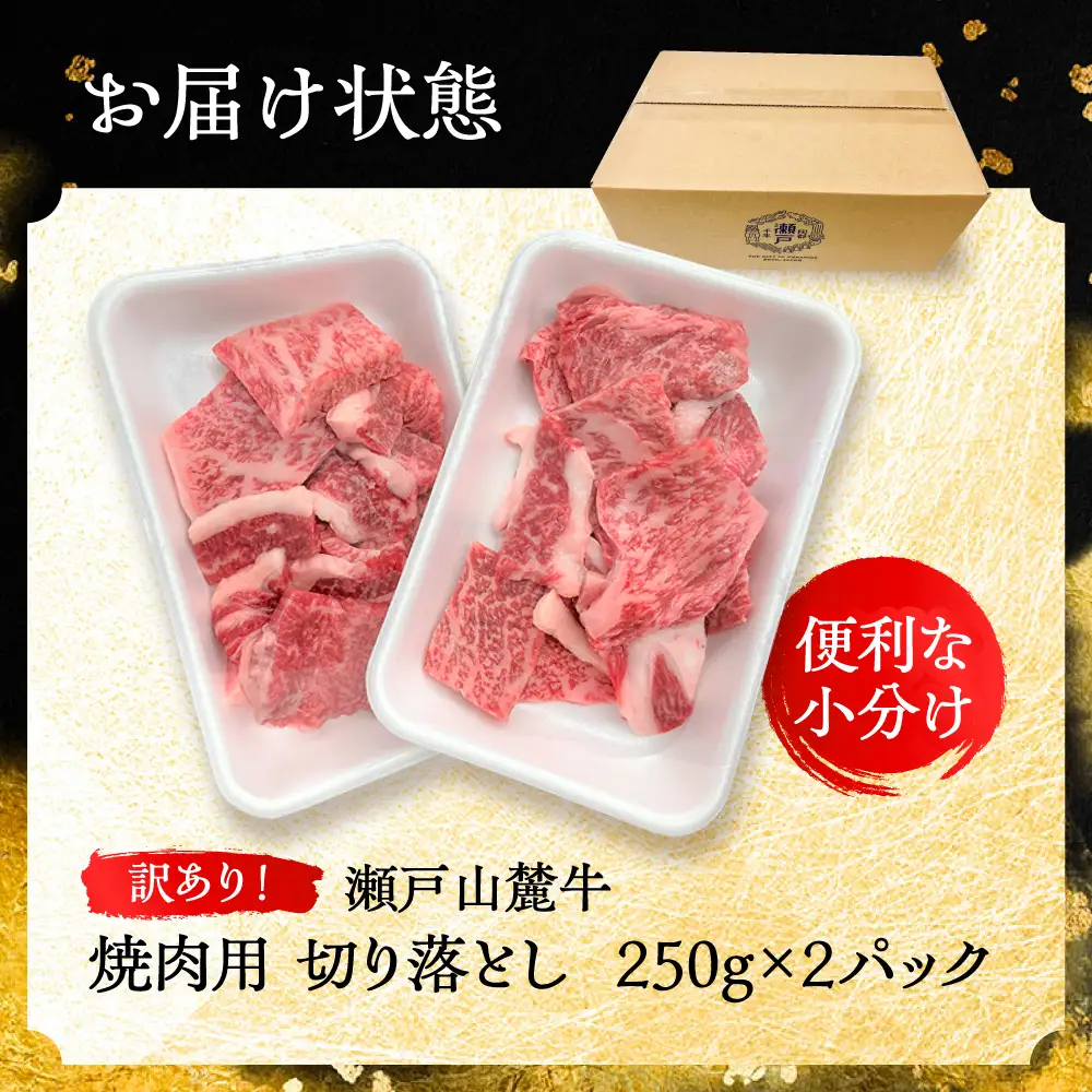 【ふるなびWEEK対象】【訳あり】瀬戸山麓牛焼肉用切り落とし500g（250g×2P）/ 牛肉 お肉 国産 冷凍  [BBBQ047]