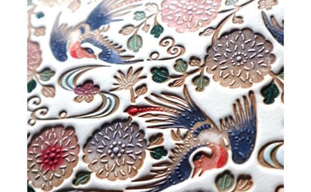 【文庫屋大関】パーソナルホルダー　花鳥【皮革工芸品】 民芸品 雑貨 日用品 ファイル 多用途 牛革 