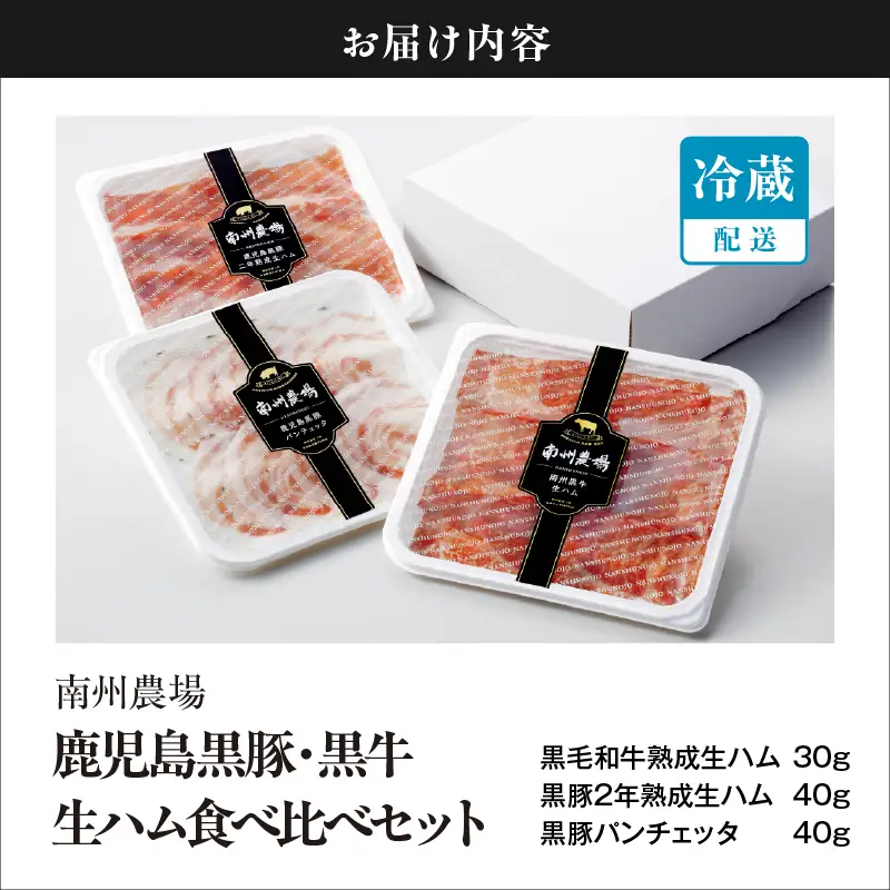 1396 鹿児島黒豚・黒牛生ハム食べ比べセット（NN-3725） KN005-004 豚肉 ハム