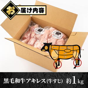 【A79007】黒毛和牛 アキレス 牛すじ(約1kg) 鹿児島 国産 牛肉 黒毛和牛 アキレス 牛すじ 希少部位 コラーゲン 煮込み おでん カレー 真空パック 冷凍【肉のふくおか】