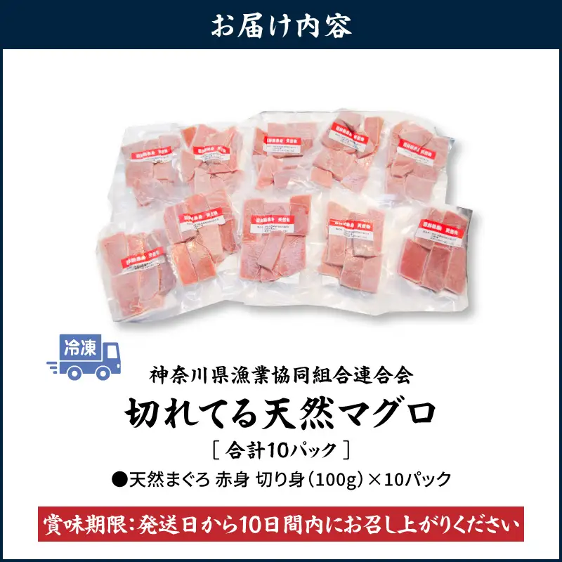 ＜選べる配送月＞【 神奈川県漁連 】 ＜ 小分けパック で 使いやすい ＞切れてる 天然マグロ 100g×10パック  M077-005 冷凍 マグロ