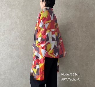 ◎海外要人向け贈呈品選出 足利銘仙(ほぐし織り)シルクストール ART.Techno-RJ【海外要人向け 贈呈品 羽織り 大判 シルク ストール 栃木県 足利市 】 F7Z-312