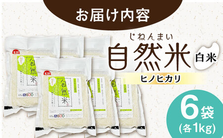 栽培期間中 農薬・化学肥料不使用 令和7年産 新米 自然米 白米 6kg（ヒノヒカリ 1kg×6袋）/自然庵 [UCQ017]
