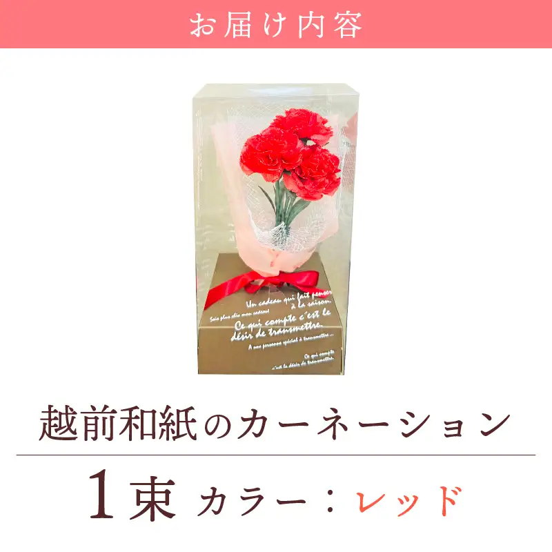 【先行予約】【母の日限定】母の日ギフト 越前和紙カーネーション1束 永遠の感謝 プレゼント【カラー赤】【2027年5月発送】 [e51-a005_01]