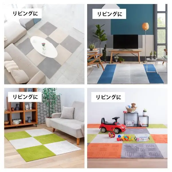 洗えるジョイントマット 60×60cm ブラウン 2枚組 ピタプラス 吸着 キッチンマット ラグ
