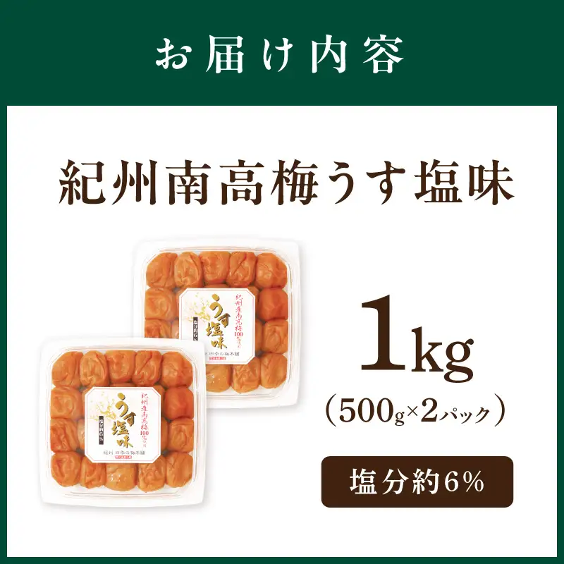 紀州南高梅 うす塩味1kg【1133-4】