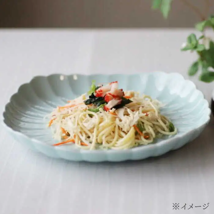【波佐見焼】四つ菊 大皿 スカイブルー 1点【永泉】[MC87]