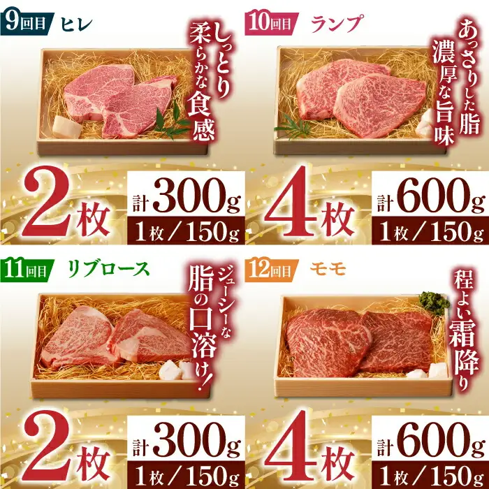 【全12回定期便】長崎和牛 ステーキ 至福コース総計7.1kg 野中精肉店[VF82] ステーキ 定期便