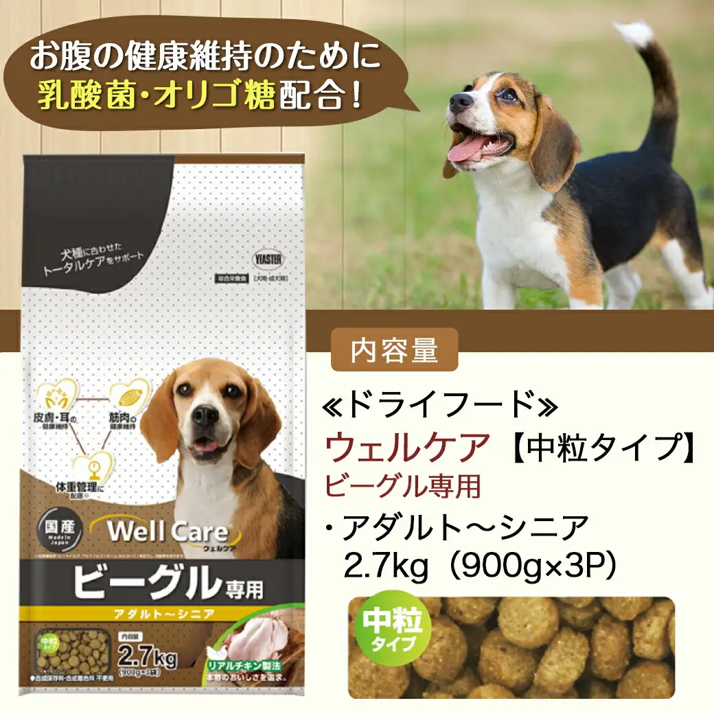 ドッグフード(ビーグル専用)アダルト～シニア2.7kg〔LF-3315〕_(都城市) 国産総合栄養食 ドライフード 中粒タイプ 健康維持 犬種別 犬用フード ビーグル専用