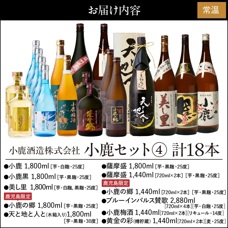 757-1 小鹿セット(4) 計18本 KN013-006 酒 焼酎