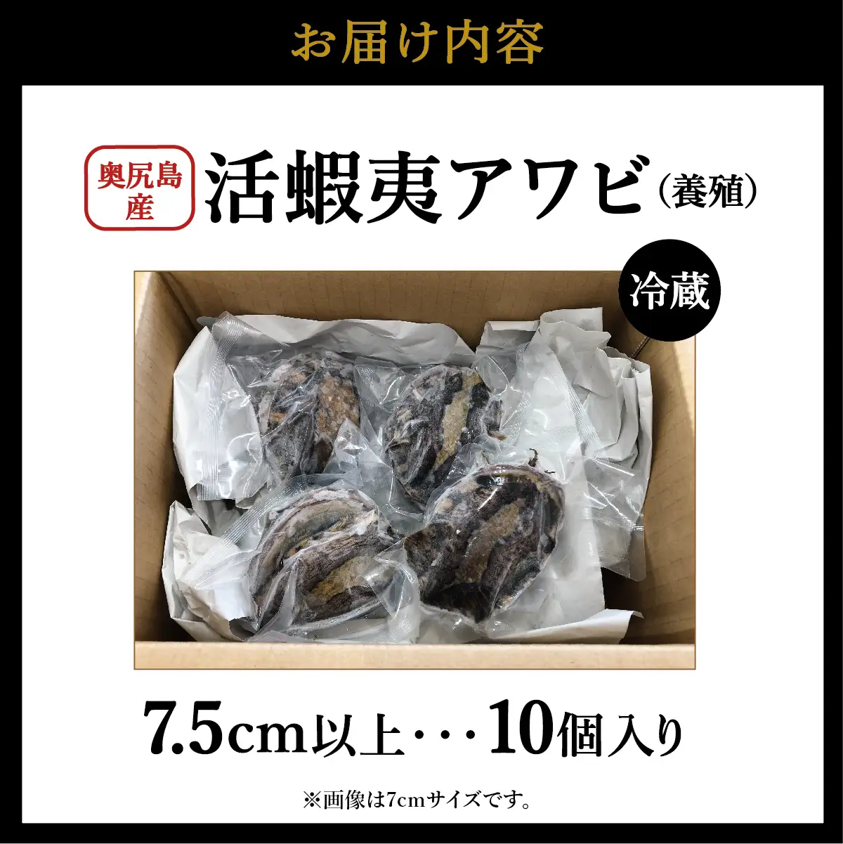 奥尻島産 活蝦夷アワビ（養殖）10ケ入り 75mm以上