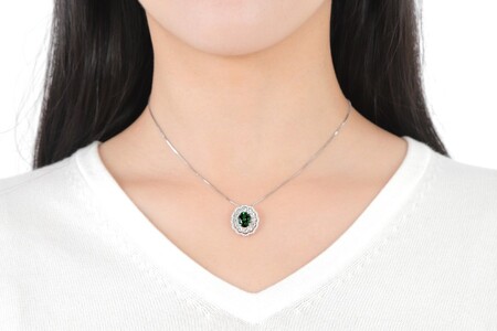 【ふるなび限定】【一点もの】グリーンガーネット（2.12ct）ダイヤモンドプラチナペンダント　R79　K05135-H　FN-Limited