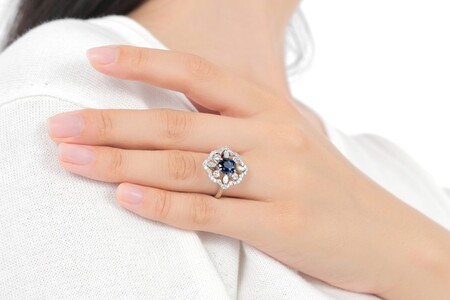 【一点もの】サファイア（1.993ct）ダイヤモンドプラチナリング　R94　K05150-H