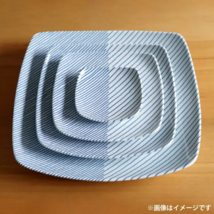 【白山陶器】【グッドデザイン賞】重ね縞 反角多用皿 2枚セット【波佐見焼】[TA161]