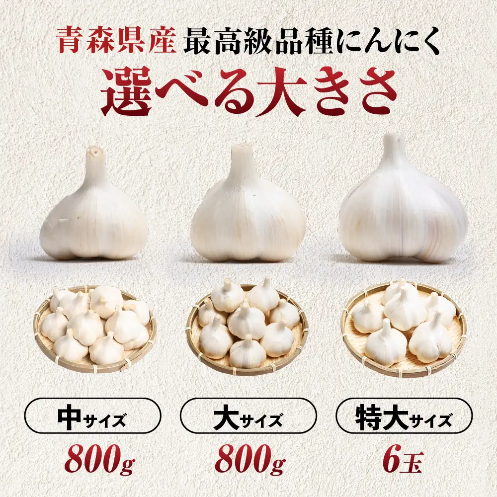 青森県産にんにく 大サイズ 800g 福地ホワイト にんにく