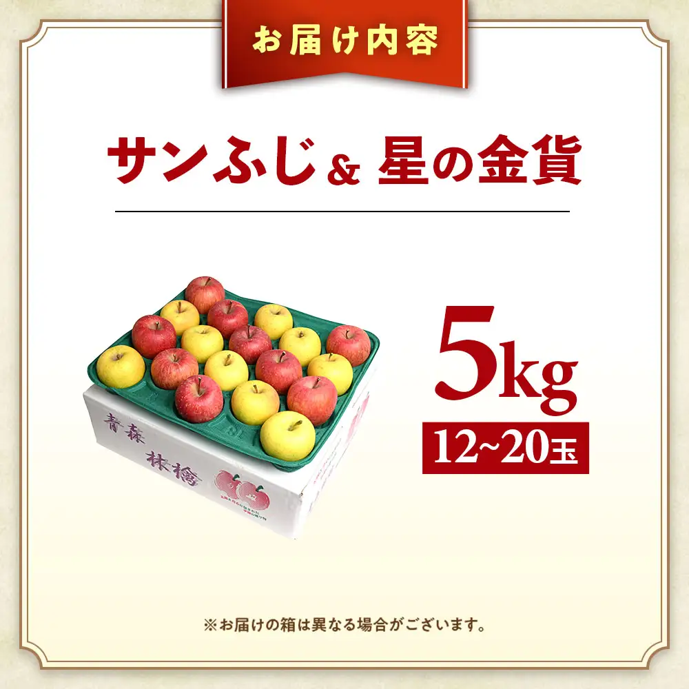 【ふるなびWEEK対象】青森県産りんご サンふじ＆星の金貨 セット 約5kg 11月中旬～