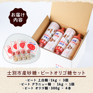 【B7059】北海道士別市 ビートオリゴ糖・砂糖セット (計3種) 調味料 甘味料 砂糖 上白糖 グラニュー糖 ビートオリゴ糖 オリゴ糖 ビート 料理 お菓子 お菓子作り コーヒー ギフト 【社会福祉法人士別愛成会】