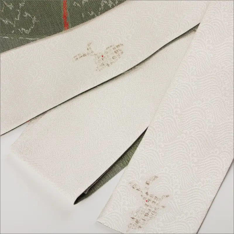 丹後帯　半幅帯「波にうさぎ（１匹入）」