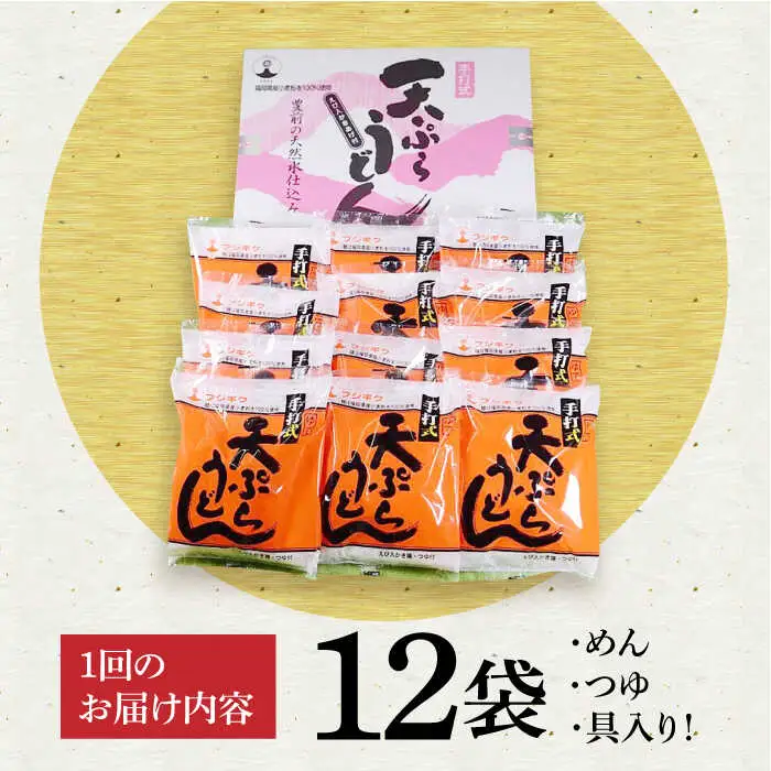 【全12回定期便】天ぷら うどん 12食[VAI057]うどん 天ぷらうどん 天ぷら 麺 麺類
