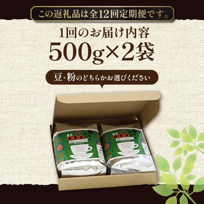 【全12回定期便】豊前 レトロ ブレンド コーヒー 500g×2 ( 中煎り ) [VAS163]珈琲 コーヒー 