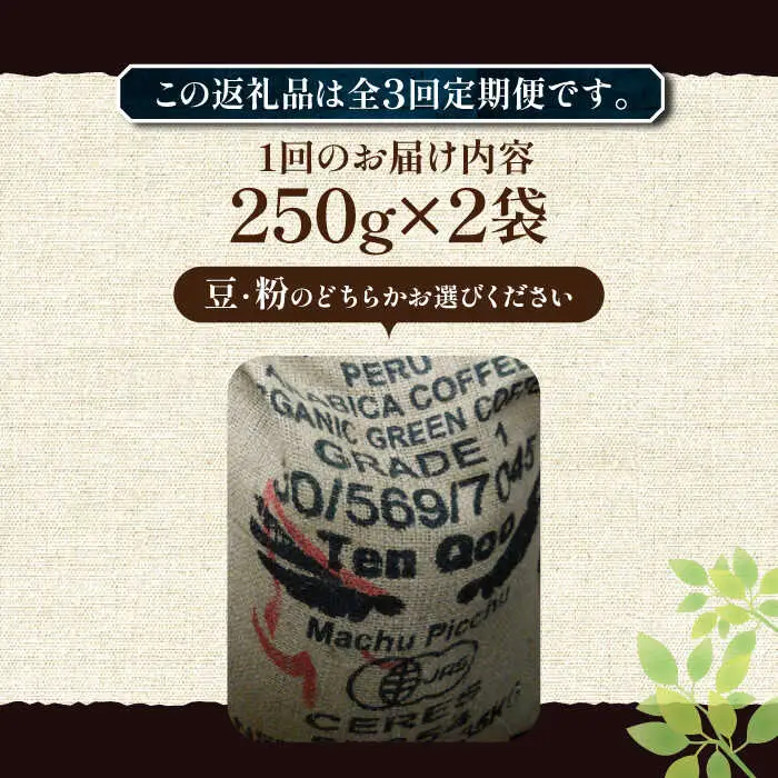 【全3回定期便】ペルーコーヒー 浅煎り 250g×2[VAS203]珈琲 コーヒー 有機