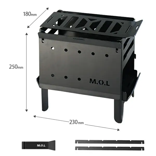 M.O.L 焚き火台S＋グリル台＋ロストル付きセット MOL-X202 VBZ014 キャンプ キャンプ用品 ギア アウトドア