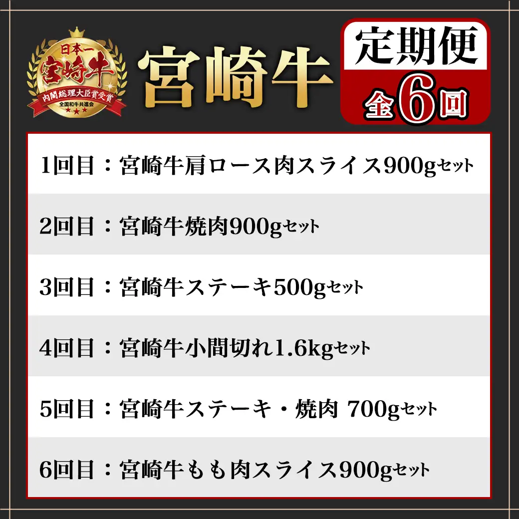 ≪全6回定期便≫宮崎牛食べ比べ定期便5.5kg〔TAF6-I601〕_(都城市) 4等級 5等級 スライス 小間切れ ステーキ 焼肉 肩ロース サーロイン ミスジ もも