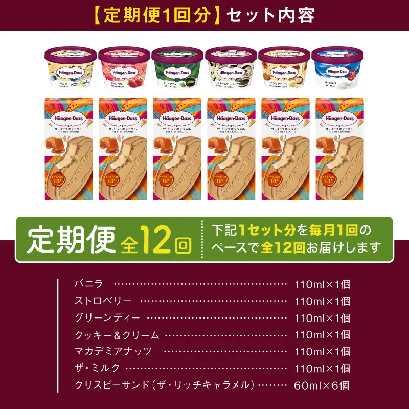 ＜全12回定期便・連続＞ハーゲンダッツ『ミニカップ＆クリスピーサンドセット(合計144個)』アイスクリーム アイス スイーツ デザート ミルクアイス アイススイーツ アイスデザート_H0016-139