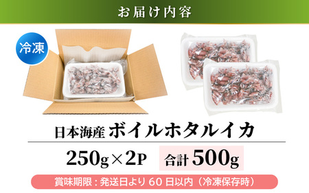 日本海産 ボイル ホタルイカ 計500g（250g×2P）【冷凍】【ほたるいか 蛍烏賊 いか イカ 烏賊 海鮮 小分け グルメ おつまみ 肴】 [e04-a109]