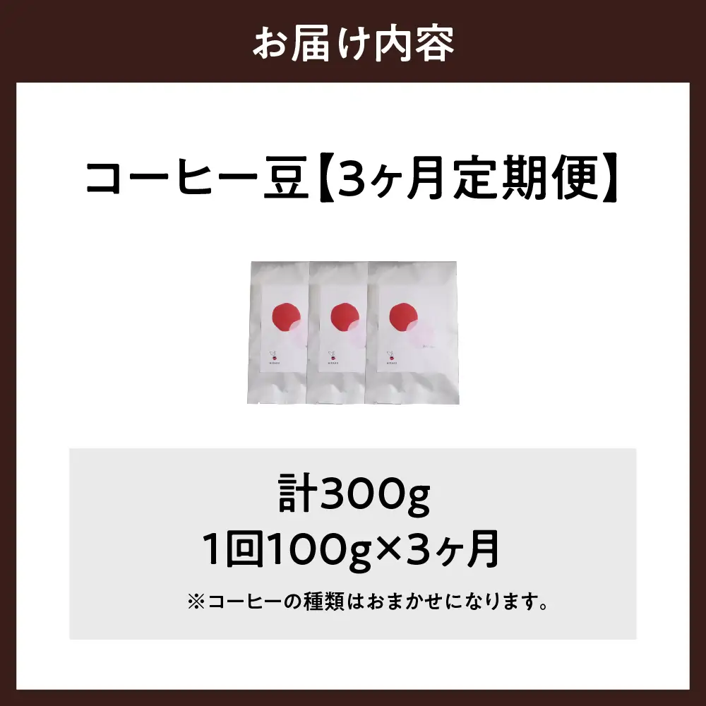 【3ヵ月定期便】自家焙煎コーヒー豆 100g×3ヵ月 種類おまかせ※沖縄・離島配送不可 