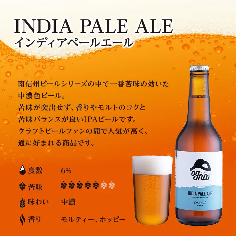 【6回お届け定期便／奇数月発送】南信州ビールOgna「12本4種飲み比べセット×6回」 お酒
