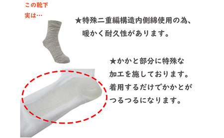 ソックス 婦人 ルームソックス ソックス 薄手綿W不思議靴下3色1セット