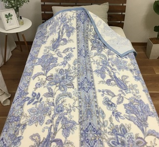 洗える 綿毛布 (綿ニューマイヤー毛布) シングル ブルー 1枚 81712BL [4726]