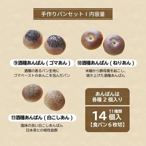 自家製酵母のパンセットⅠ（11種類14個、食パン6枚切り）