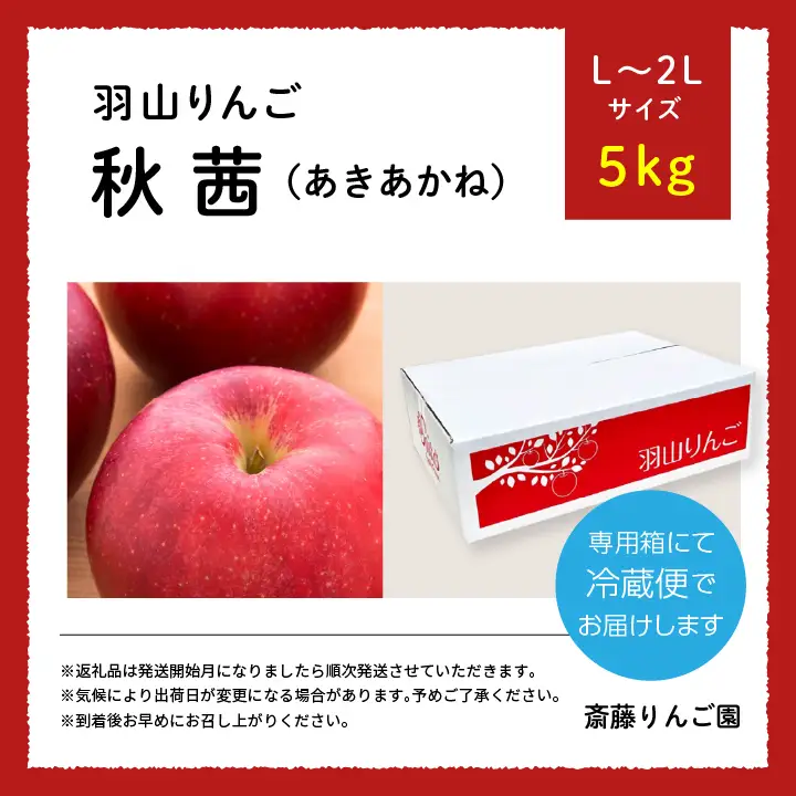 りんご《2026年10月下旬以降順次発送》羽山のりんご 秋茜L～2Lサイズ5kg りんご リンゴ 果物 フルーツ【斎藤りんご園】